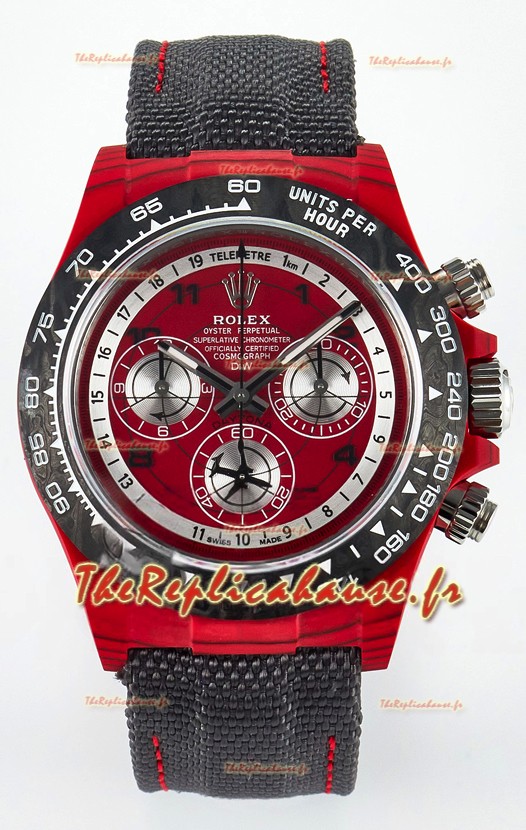 Montre Rolex Daytona Edition avec cadran rouge Boîtier en carbone rouge Réplique 1:1