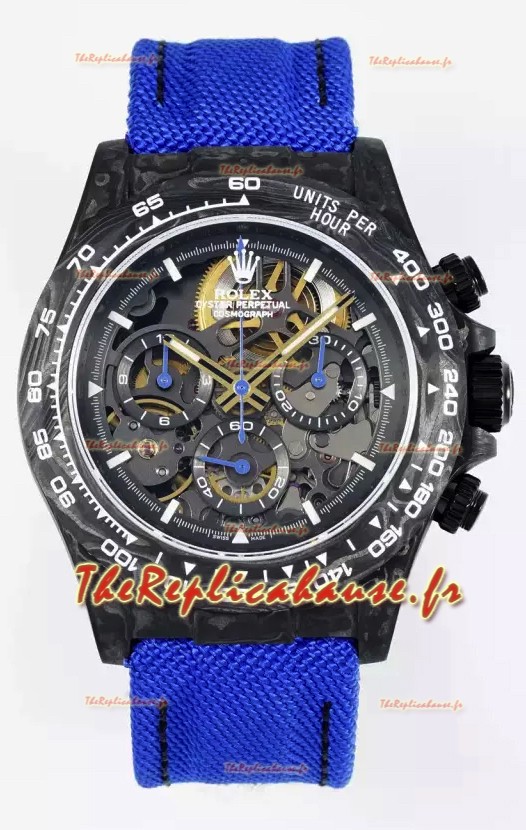 Rolex Daytona Super Clone DiW Skeleton Edition Montre Carbone - Boîtier Carbone Forgé Bracelet Violet Réplique 1:1 