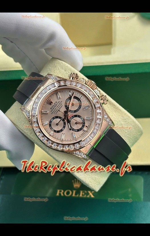 Rolex Daytona Super Clone Or Rose Boîtier et Cadran Mouvement Cal.4131 Montre Personnalisée Lunette Saphirs
