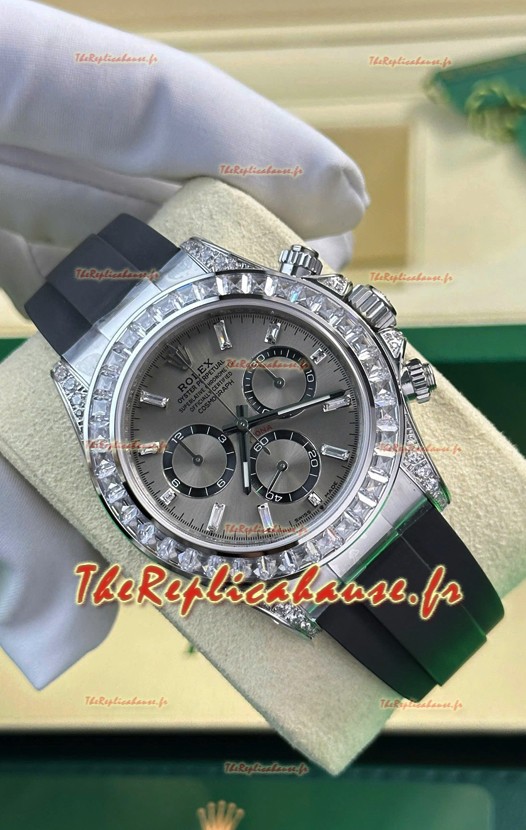Rolex Daytona Super Clone Or Blanc Boîtier Acier Cadran Mouvement Cal.4131 Lunette Saphirs Personnalisée