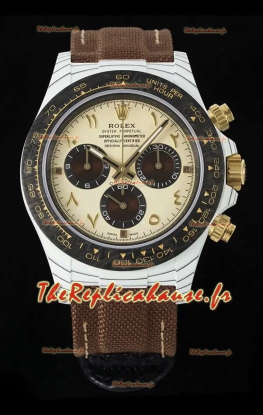Rolex Daytona Super Clone DiW Desert Eagle Arabic Edition - Boîtier Carbone Blanc Réplique 1:1 