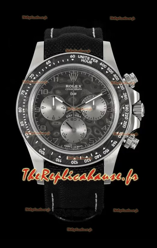 Rolex Daytona Super Clone DiW Exceptional-1 Montre en acier inoxydable avec cadran en carbone noir Réplique de montre 1:1 