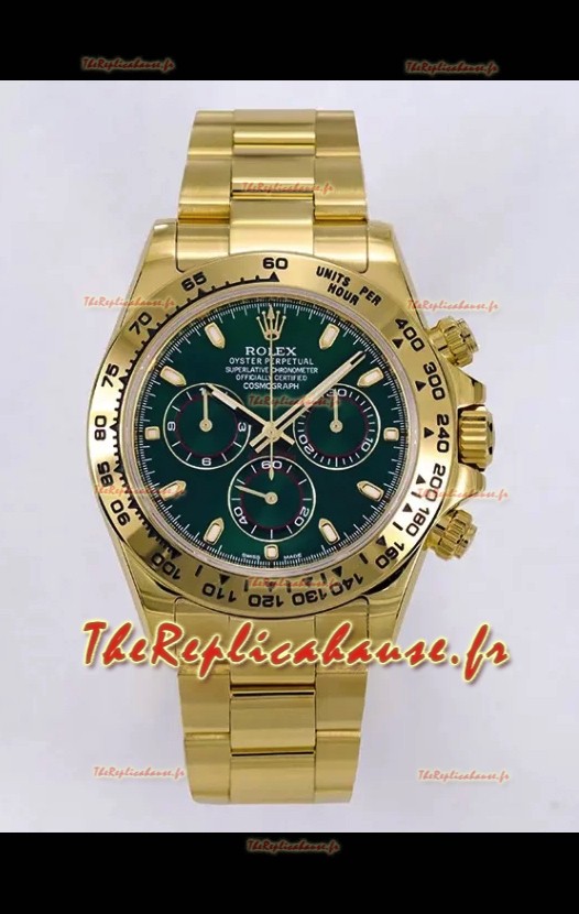 Rolex Daytona John Mayer Super Clone 116508 Or Jaune Cadran Vert Mouvement Cal.4130 Réplique Suisse