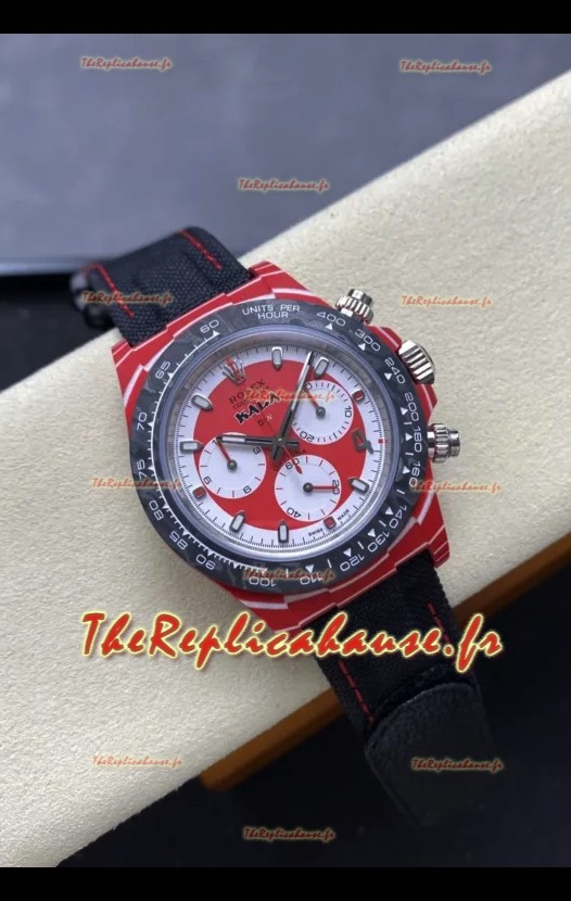 Rolex Daytona Super Clone DiW Kakha Kaladze Montre avec boîtier et cadran en carbone rouge Réplique de montre 1:1 