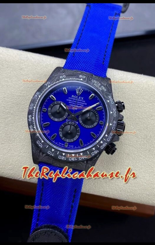 Rolex Daytona DiW Miami Blue Edition Watch - Montre à boîtier en carbone forgé, réplique miroir 1:1