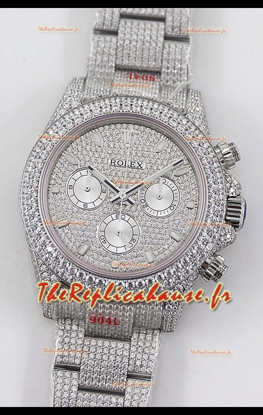 Rolex Cosmograph Daytona 904L Steel ICED OUT Cal.4130 Movement - Montre en acier 904L
