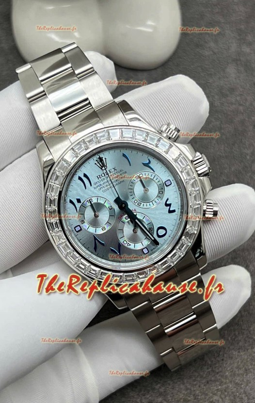 Rolex Cosmograph Daytona ICE Cadran Bleu Lunette Diamants Mouvement Cal.4130 - Montre Acier 904L