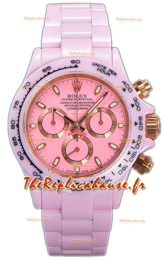 Rolex Daytona Montre à bracelet céramique rose avec mouvement Cal.4130 Réplique Miroir