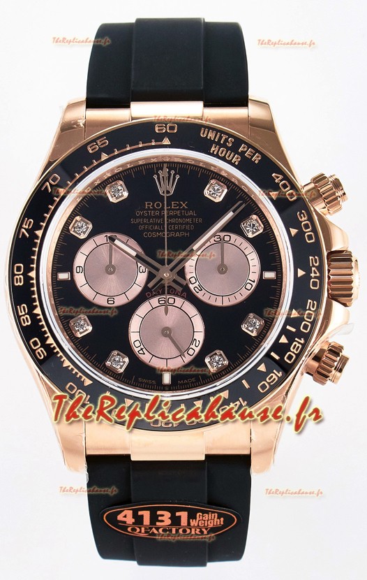 Rolex Cosmograph Daytona M126515 Or Rose Cadran Noir Diamants Montre Mouvement original Cal.4131 
