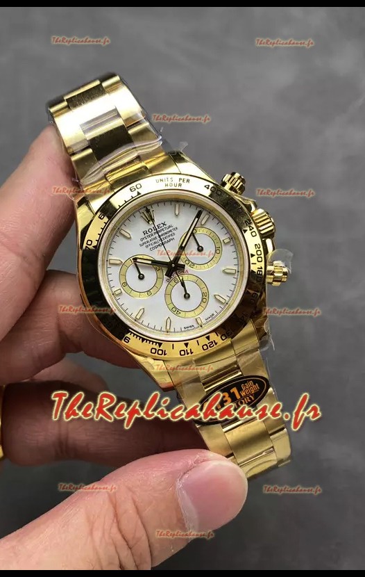 Rolex Cosmograph Daytona M126518 Boîtier or jaune et cadran blanc Mouvement original Cal.4131