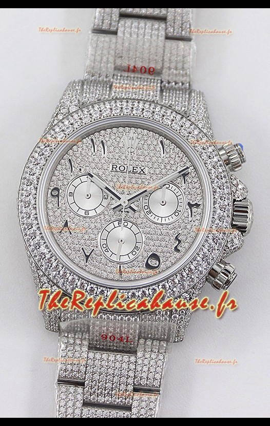 Rolex Cosmograph Daytona 904L Acier ICED OUT Mouvement Cal.4130 - Montre Acier 904L