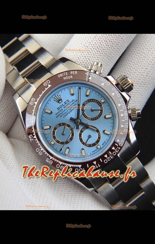 Réplique de montre Rolex Daytona à mouvement japonais, cadran bleu glacier et lunette en céramique