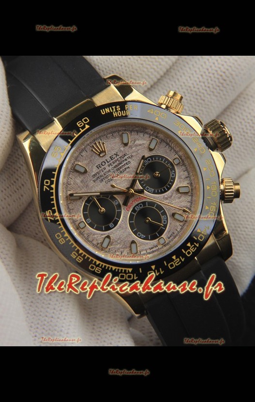 Réplique de montre Rolex Daytona à mouvement japonais, boîtier en or et cadran à motif météorite