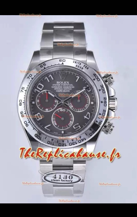 Rolex Cosmograph Daytona M116519 Mouvement original Cal.4130 - Montre en acier 904L Cadran gris