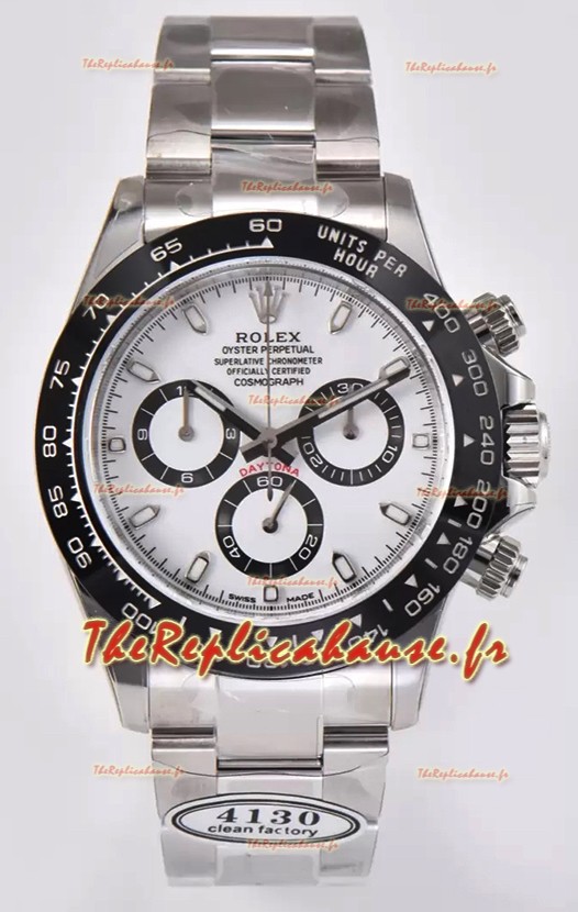 Rolex Cosmograph Daytona M116500LN Mouvement original Cal.4130 - Montre en acier 904L avec cadran blanc
