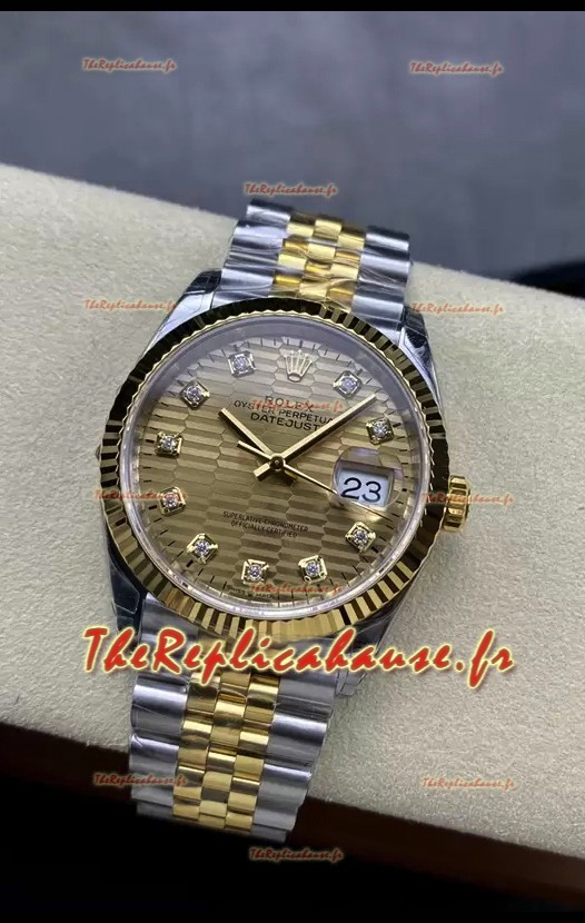 Rolex Datejust Mouvement Cal.3235 Réplique miroir 1:1 Acier 904L 36MM - Cadran cannelé or
