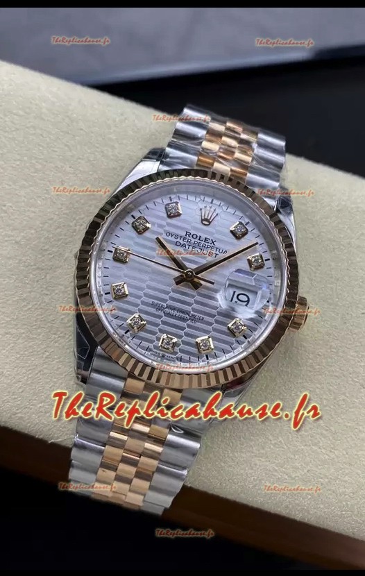 Rolex Datejust Mouvement Cal.3235 Réplique miroir 1:1 Acier 904L 36MM - Cadran à motifs cannelés gris