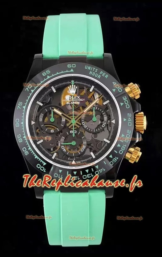 Rolex Daytona Blaken Vert Réplique Suisse 1:1 Cadran Squelette Mouvement Cal.4130