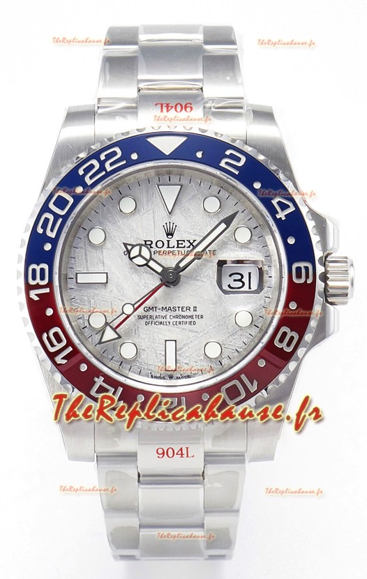 Rolex GMT Masters II Super Clone 126720 Cal.3285 Cadran Météorite Blanche 904L Acier avec Bracelet Oyster Réplique montre Suisse