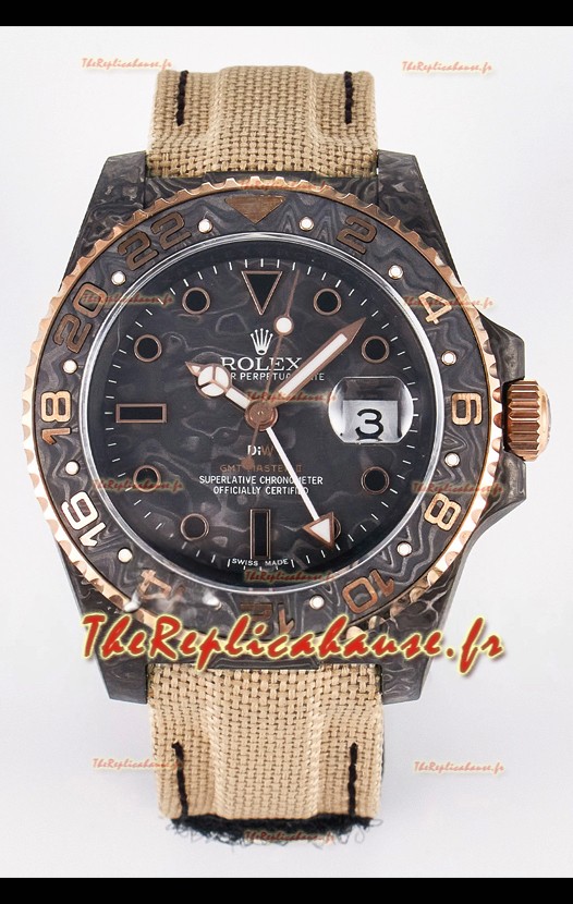 Rolex GMT Masters II Super Clone DiW Edition Réplique montre Suisse à boîtier léger en carbone 