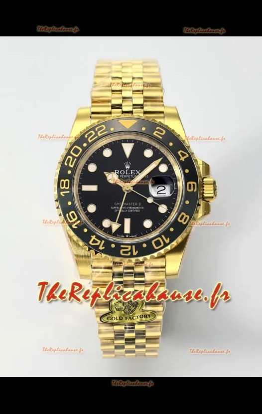 Rolex GMT Masters II Super Clone M12718 Jaune Cadran Noir Réplique montre Suisse 