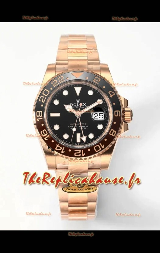 Rolex GMT Masters II Super Clone Root Beer 126711CHNR Cadran Rose Noir Réplique montre Suisse 