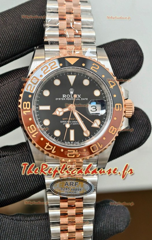 Rolex GMT Masters II Super Clone Root Beer 126711CHNR Cadran noir rose Réplique montre Suisse 
