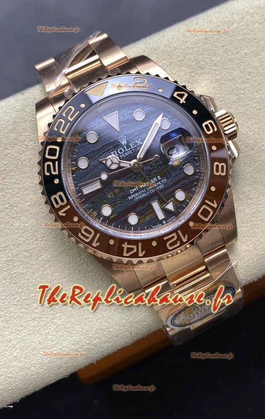 Rolex GMT Masters II Super Clone 126715CHNR Or Rose Cadran Fer Tigre Réplique Montre Suisse