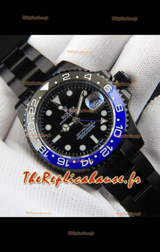 Réplique de montre Rolex GMT Master II à mouvement japonais dans un boîtier PVD