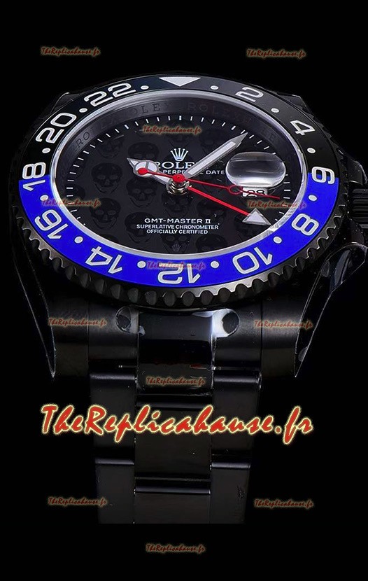 Montre Rolex GMT Suisse "Titan Revenge" - Réplique Suisse noire et bleue Mouvement suisse ETA 3186 