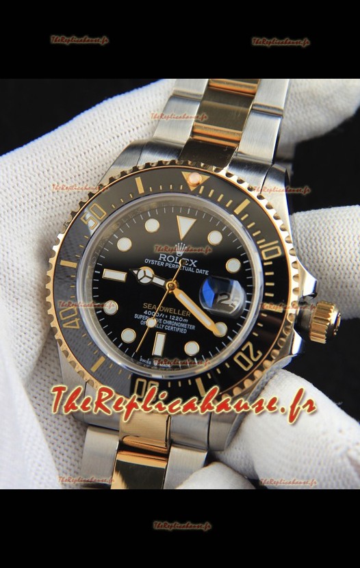 Réplique de montre Rolex Sea-Dweller à mouvement japonais, boîtier bicolore de 43 mm