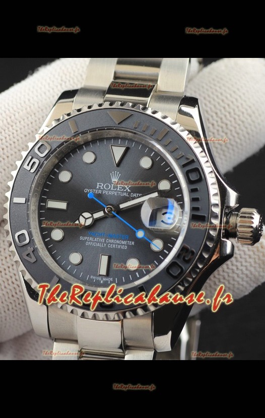 Réplique japonaise de montre Rolex Yachtmaster en acier inoxydable - 40 mm - Cadran gris