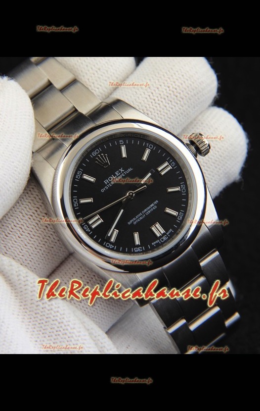 Réplique de montre Rolex Oyster Perpetual à mouvement japonais 36 mm - Cadran noir
