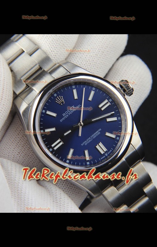 Réplique de montre Rolex Oyster Perpetual à mouvement japonais 41 mm - Cadran bleu