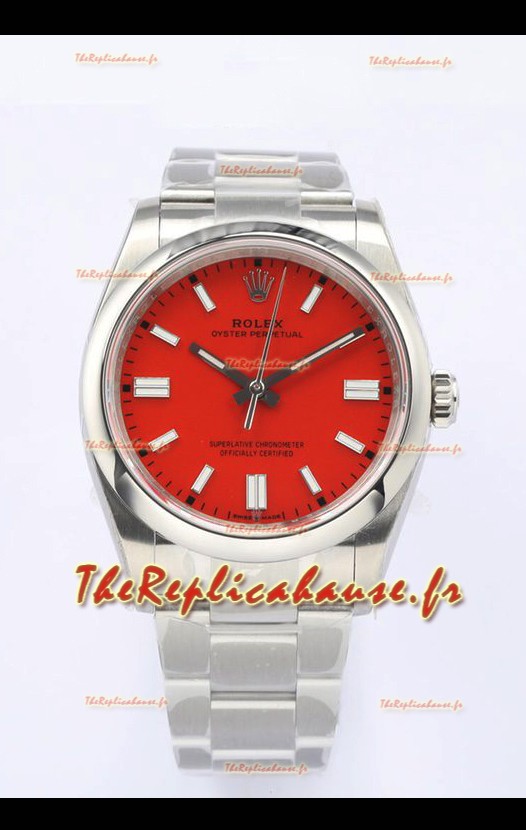 Rolex Oyster Perpetual REF#126000 36MM Mouvement Suisse Réplique Suisse Cadran rouge Acier 904L Miroir 1:1 Montre Réplique