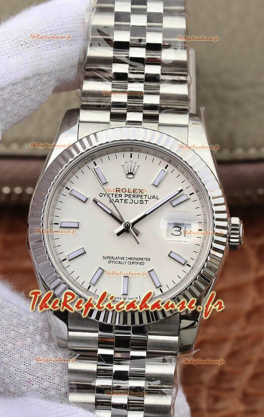 Montre Rolex Datejust 36MM Mouvement ETA-3135 Réplique Suisse en acier 904L avec cadran blanc 