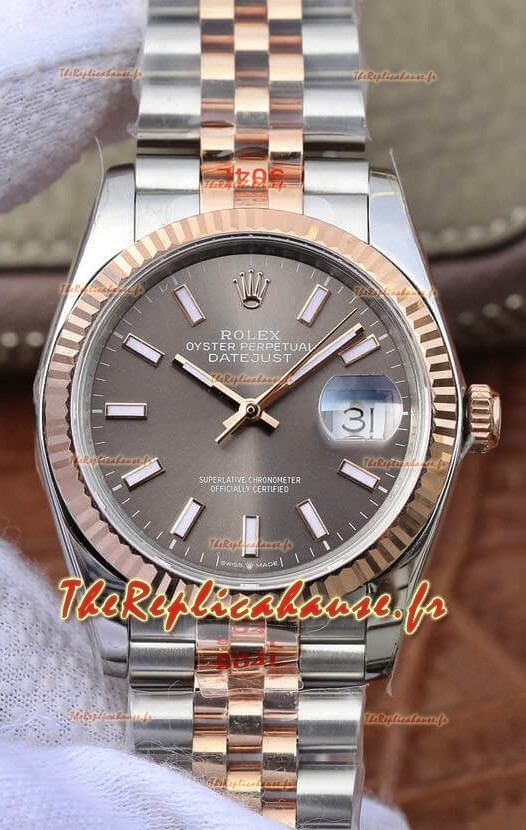 Montre Rolex Datejust 36MM Mouvement ETA-3135 Réplique Suisse en 904L cadran gris deux tons
