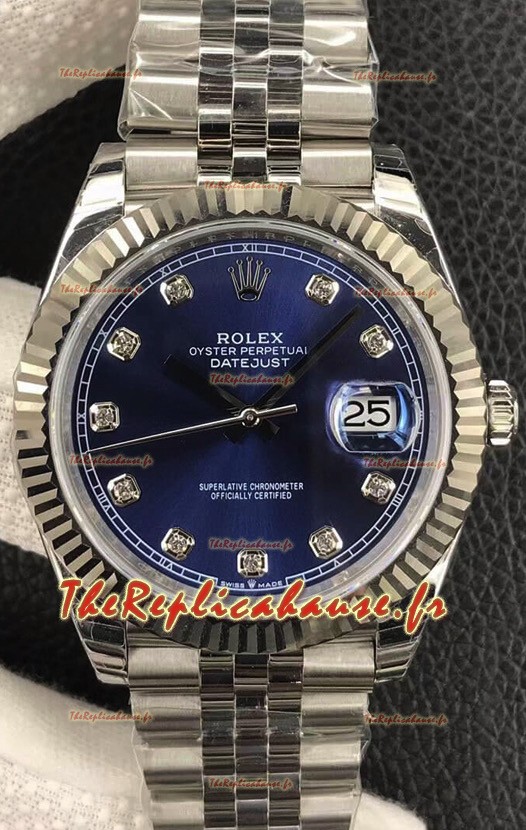 Montre Rolex Datejust 36MM Mouvement ETA-3135 Réplique Suisse en acier 904L avec cadran bleu 