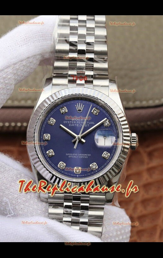 Montre Rolex Datejust 36MM Mouvement ETA-3135 Réplique Suisse en acier 904L et cadran bleu 