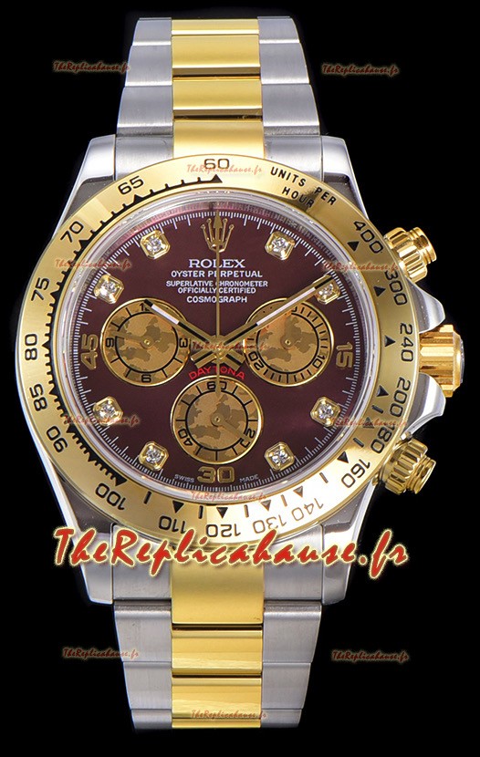 Montre Rolex Daytona bicolore en or jaune Mouvement original Cal.4130 - Miroir 1:1 Acier 904L