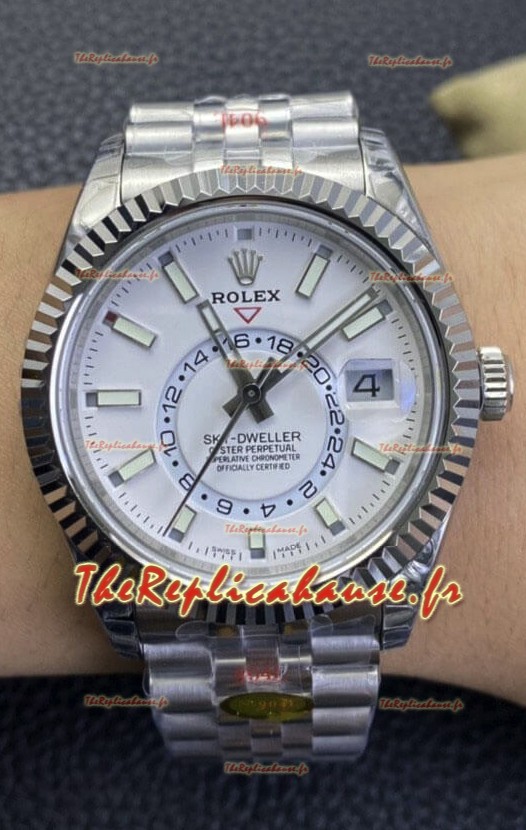 Rolex Sky-Dweller REF# M326934 Montre à cadran blanc avec boîtier en acier 904L Réplique miroir 1:1
