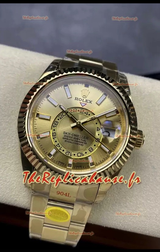 Rolex Sky-Dweller or jaune Oyster 42MM Réplique Montre Miroir 1:1