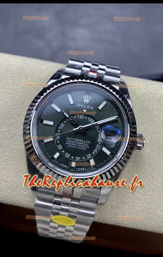 Rolex Sky-Dweller REF# 336934 Montre à cadran vert en acier 904L Réplique miroir 1:1