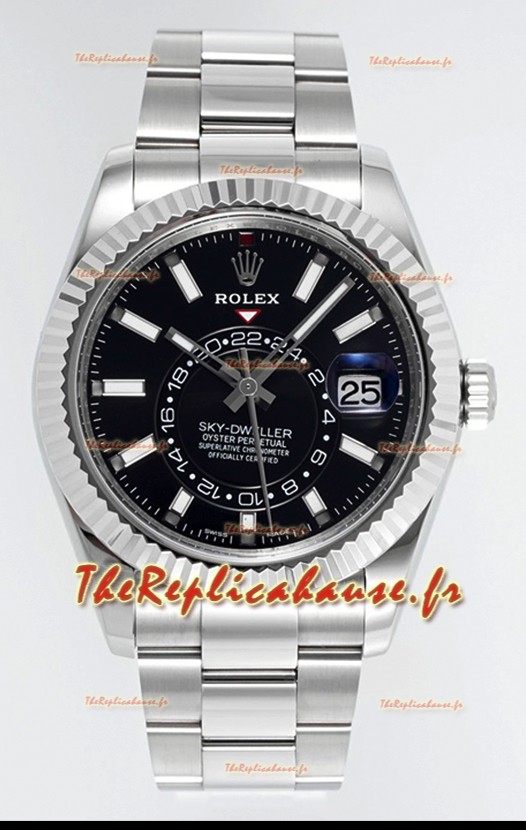Rolex Sky-Dweller REF #m336934 Montre à cadran noir avec boîtier en acier 904L - Montre Super Clone