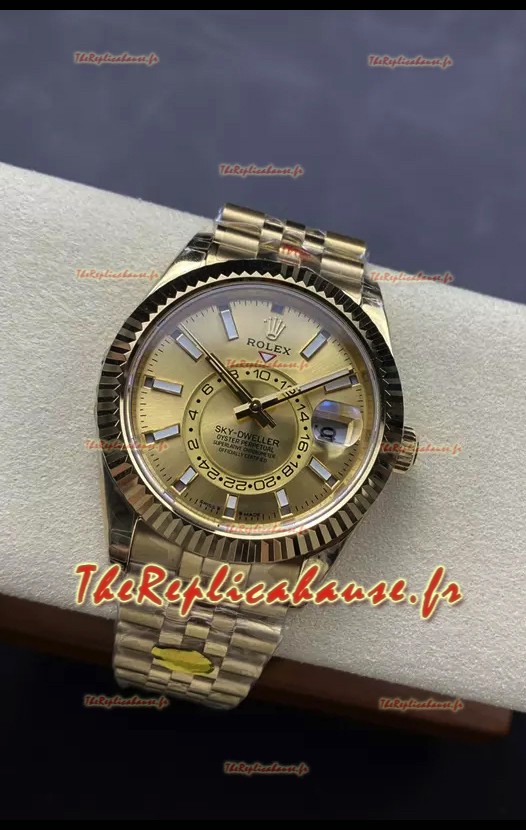 Rolex Sky-Dweller REF# 336935 Montre à cadran or en or jaune 904L Boîtier acier Réplique Montre suisse 1:1