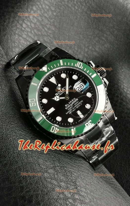 Montre Rolex Submariner Blaken DLC Réplique suisse avec lunette verte