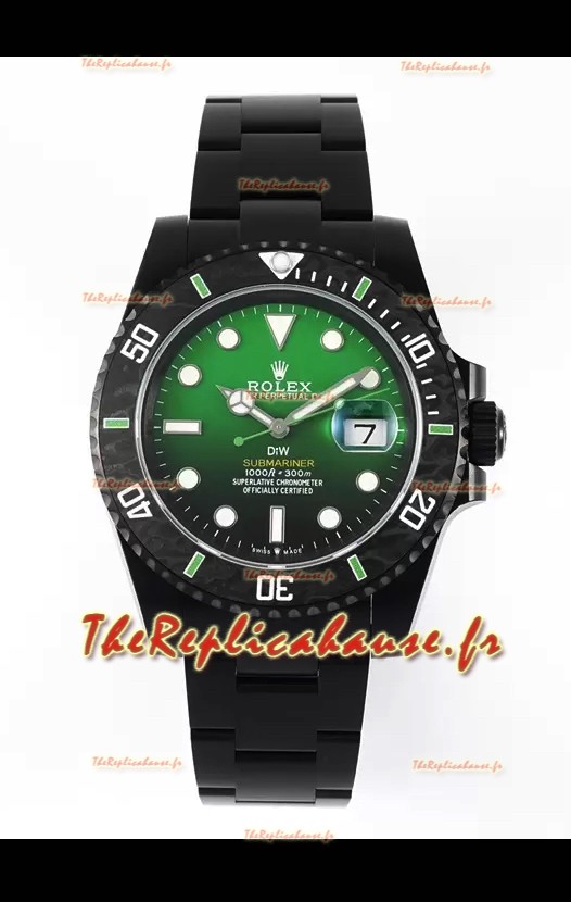 Rolex Submariner DiW Édition spéciale en revêtement DLC Lunette en carbone Cadran vert 