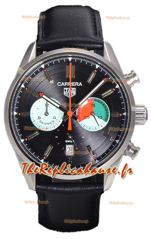 Tag Heuer Carrera Carrera Skipper 39 Chronograph Swiss Quartz Réplique Montre Cadran noir 