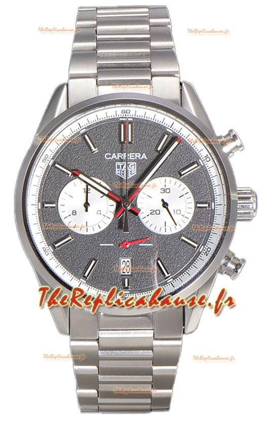 Tag Heuer Carrera Chronograph 43 Swiss Quartz Réplique Montre Cadran Gris Bracelet Acier