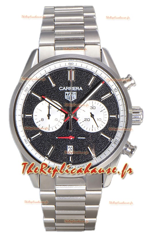 Tag Heuer Carrera Chronograph 43 Swiss Quartz Réplique Montre Cadran Noir Bracelet Acier